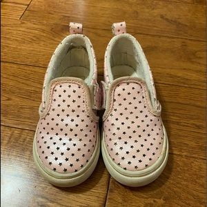 VANS pink star Velcro toddler shoes size 9